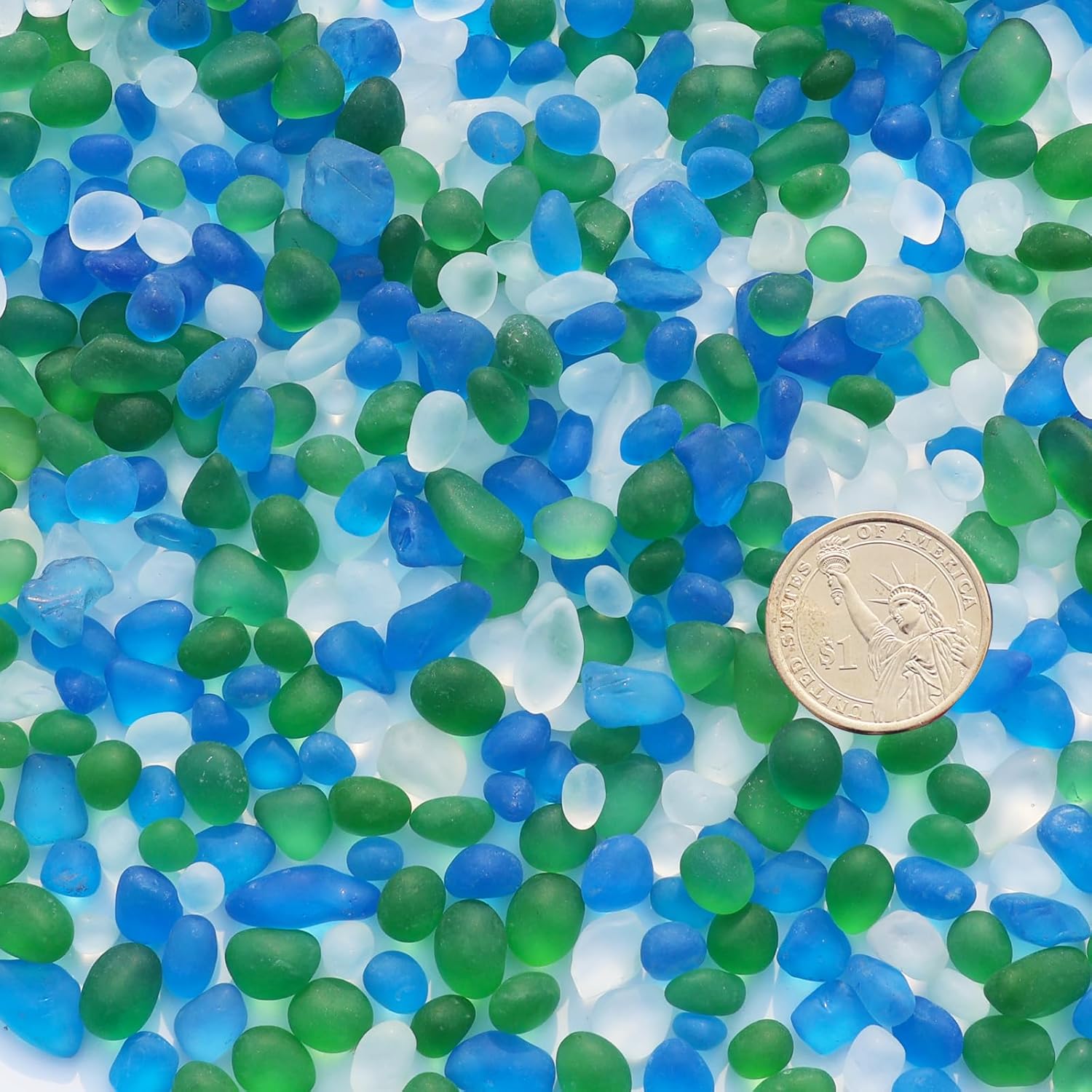 Sea Glass Stones 29LB Green Mixed Frosted Pebbles