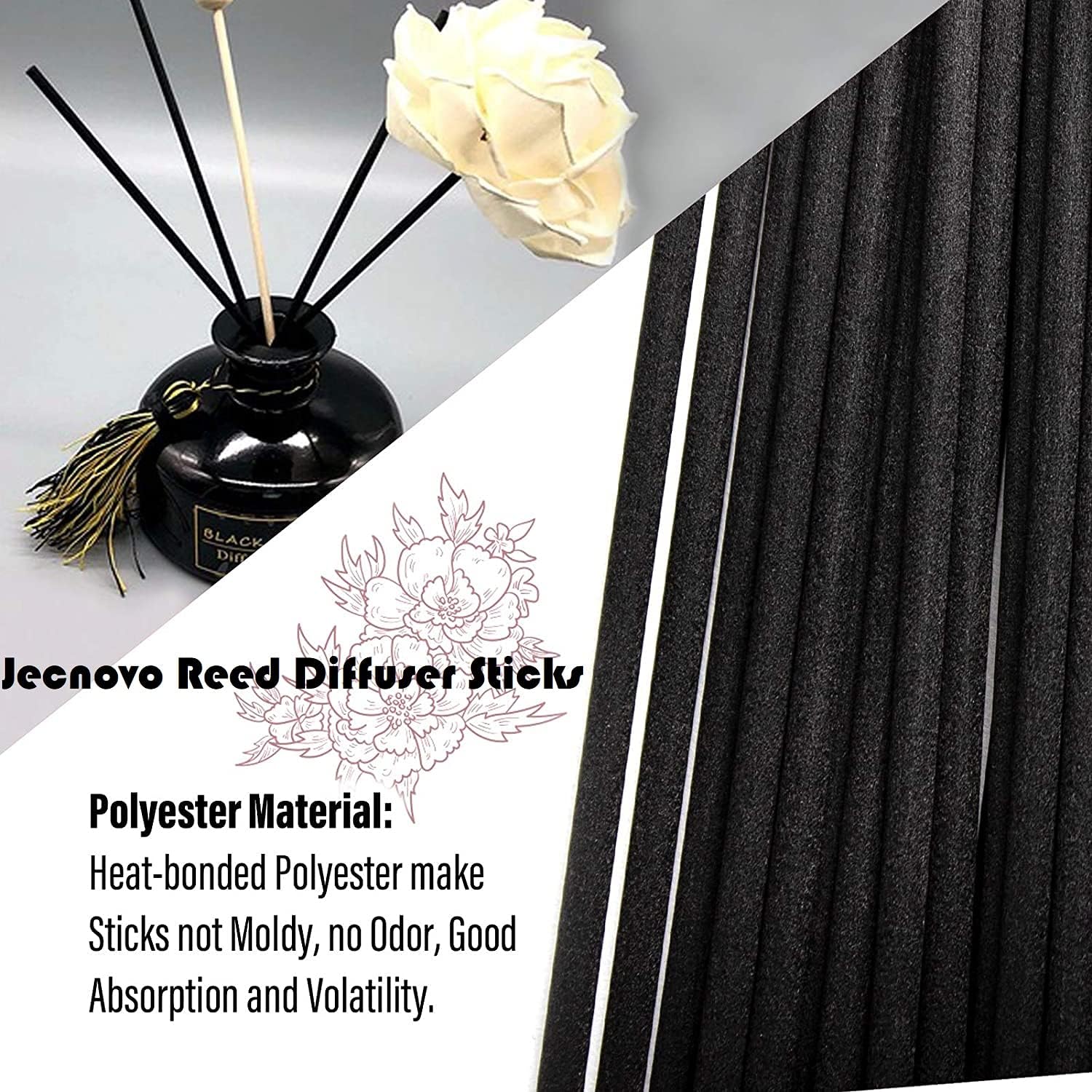 Resafy Reed Diffuser Sticks 9 Inches Black