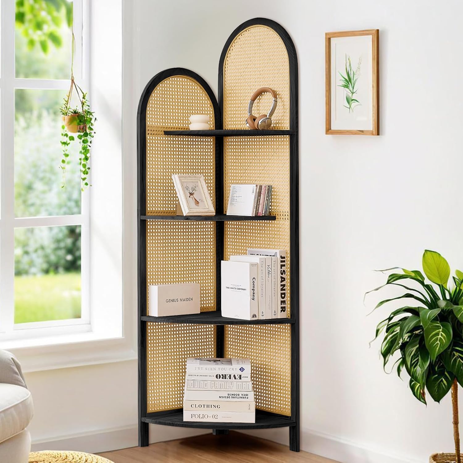 Leesinwing 4 Tier Corner Shelf with Legs Black