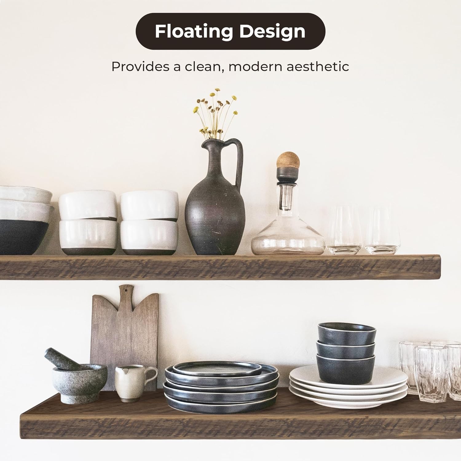 Reclaimed Wood Floating Shelf with Hidden Bracket