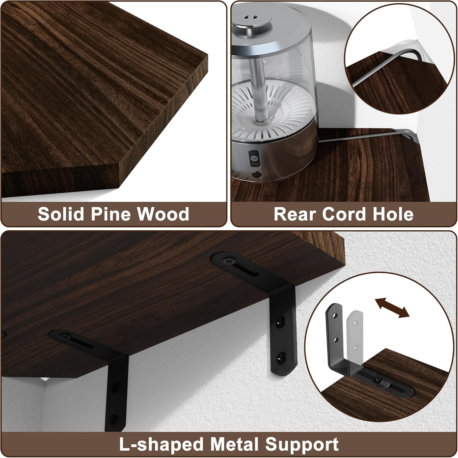 Alsonerbay Corner Shelf Wall Mount Set of 3
