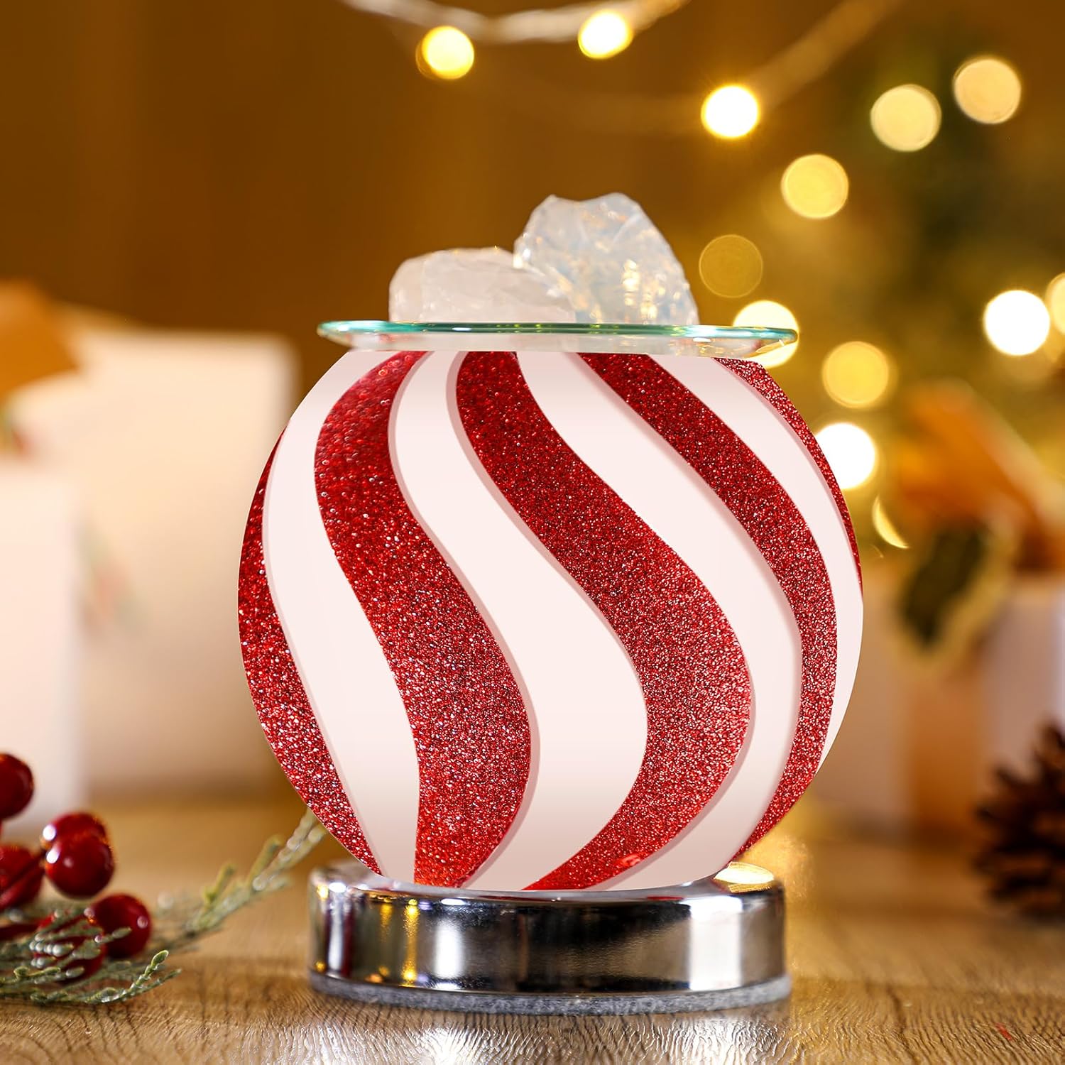Christmas Candy Wax Melt Warmer - Festive Fragrance Lamp for Home Office