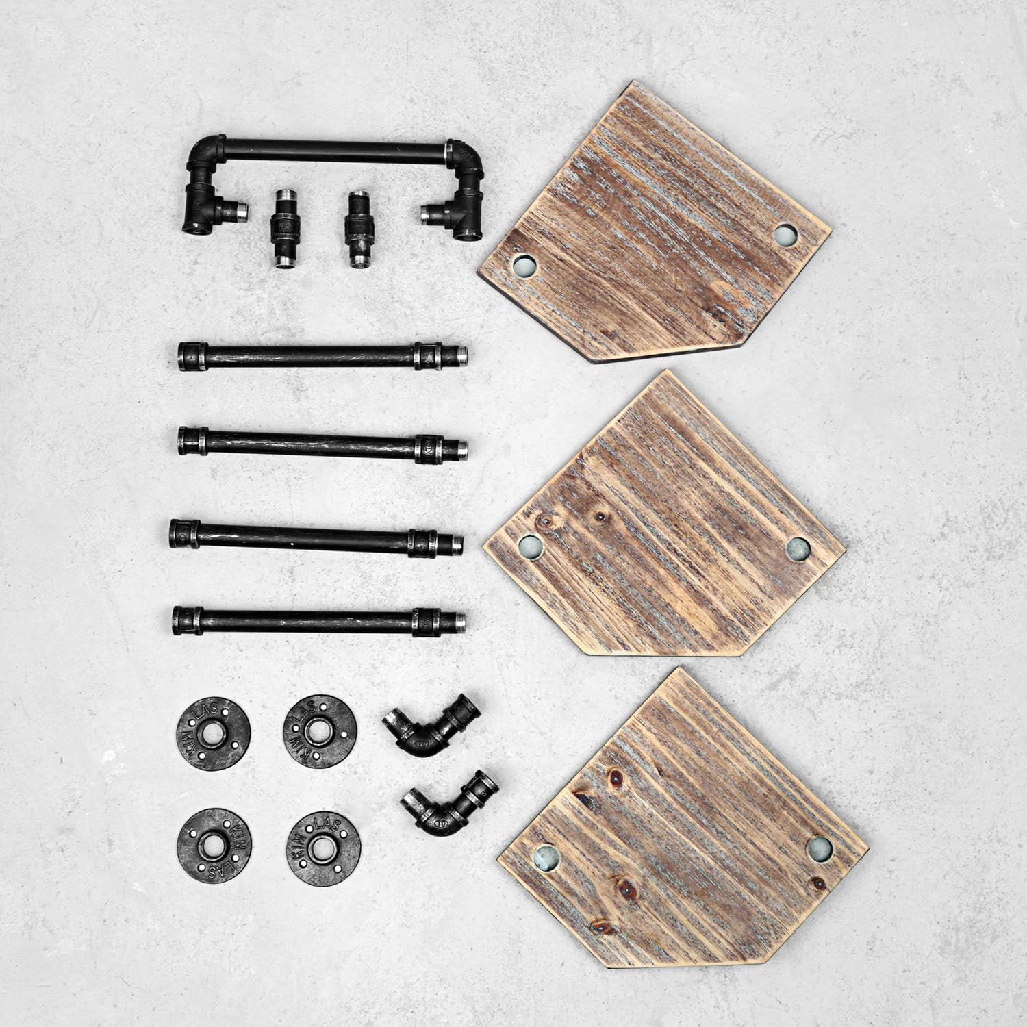 MBQQ Industrial Pipe Shelf 3 Tiered Floating Wood Decor
