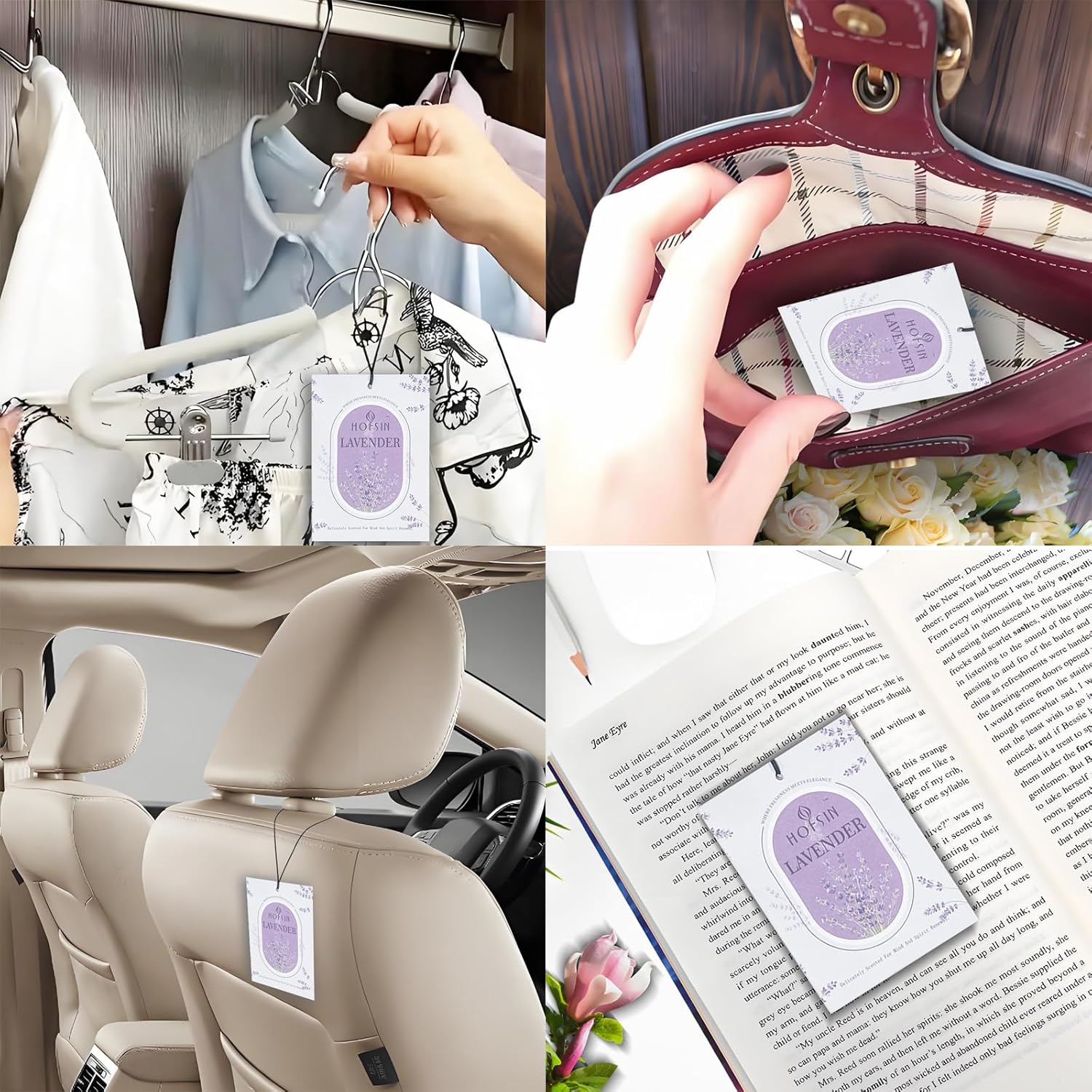 HOFSIN 12 Pack Lavender Sachets for Home and Car