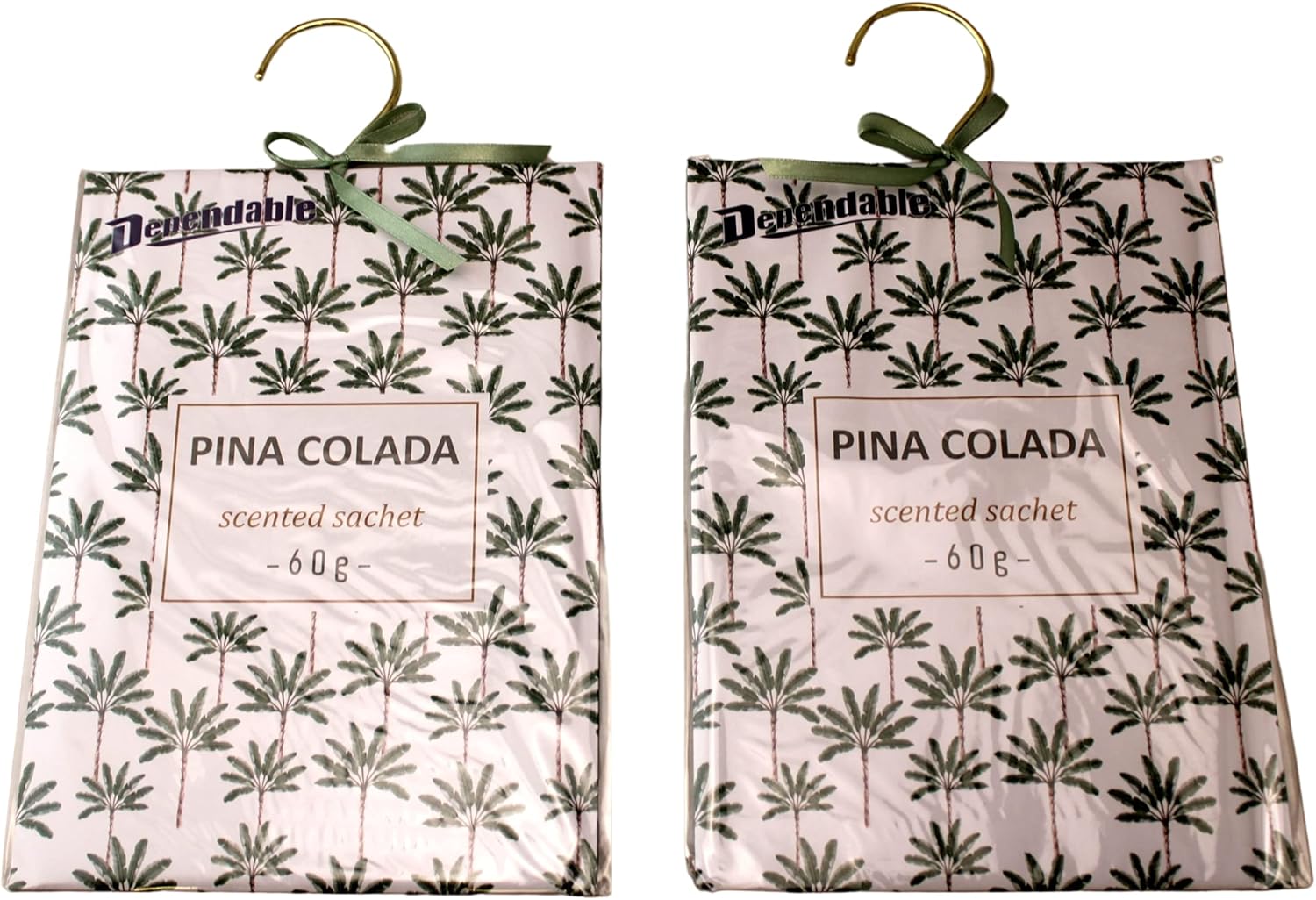 2 Pack Large Hanging Closet Sachet with Bow and Metal Hanger Pina Colada