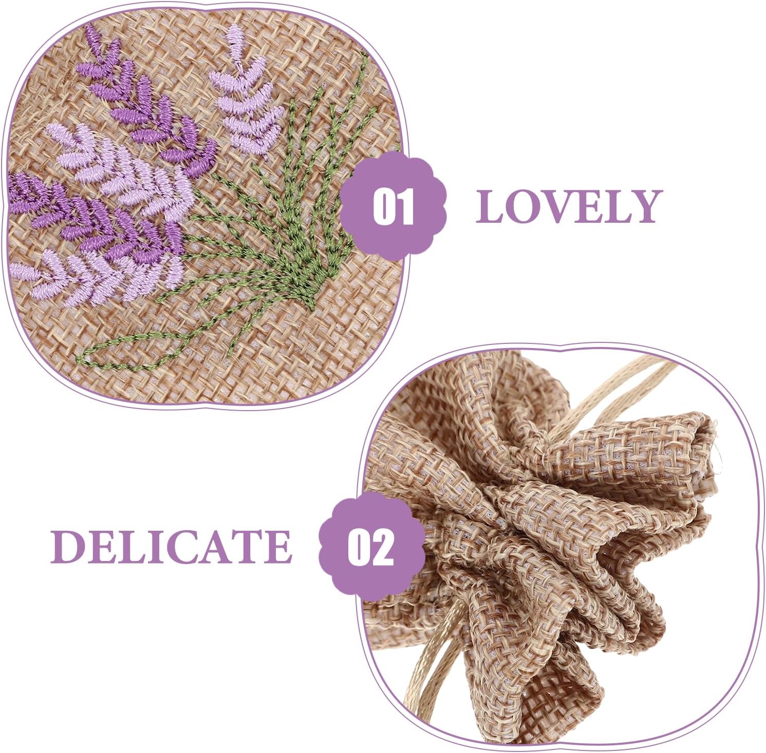 LOGOFUN 12pcs Imitation Linen Sachet Bags with Drawstring