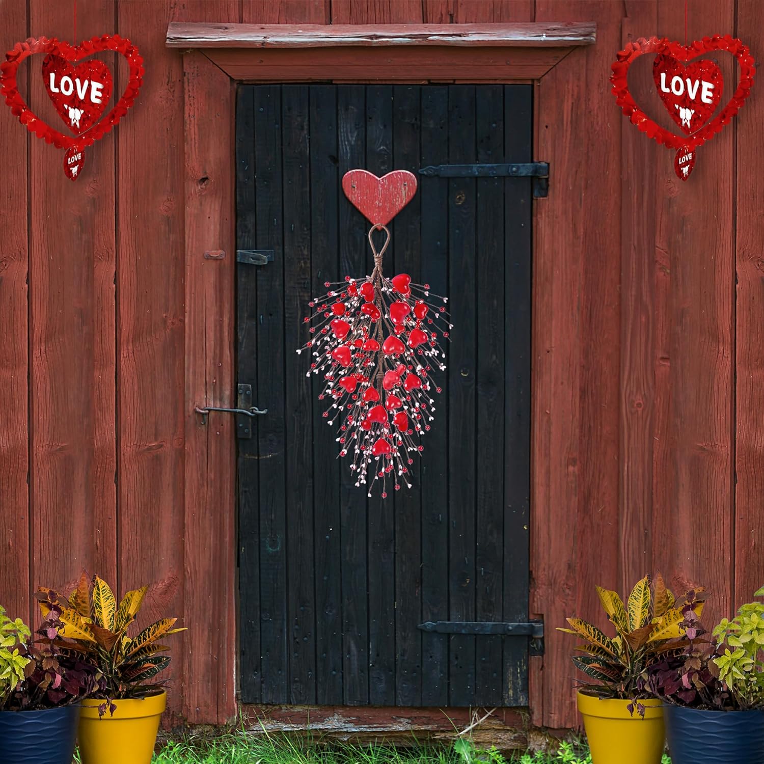 24 Heart Shaped Valentines Day Artificial Swag Wall Hanging