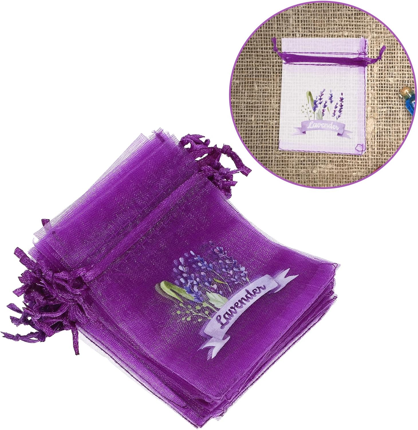 LOGOFUN 20pcs Lavender Sachet Pouches for DIY Crafts Wedding Party Supplies Purple
