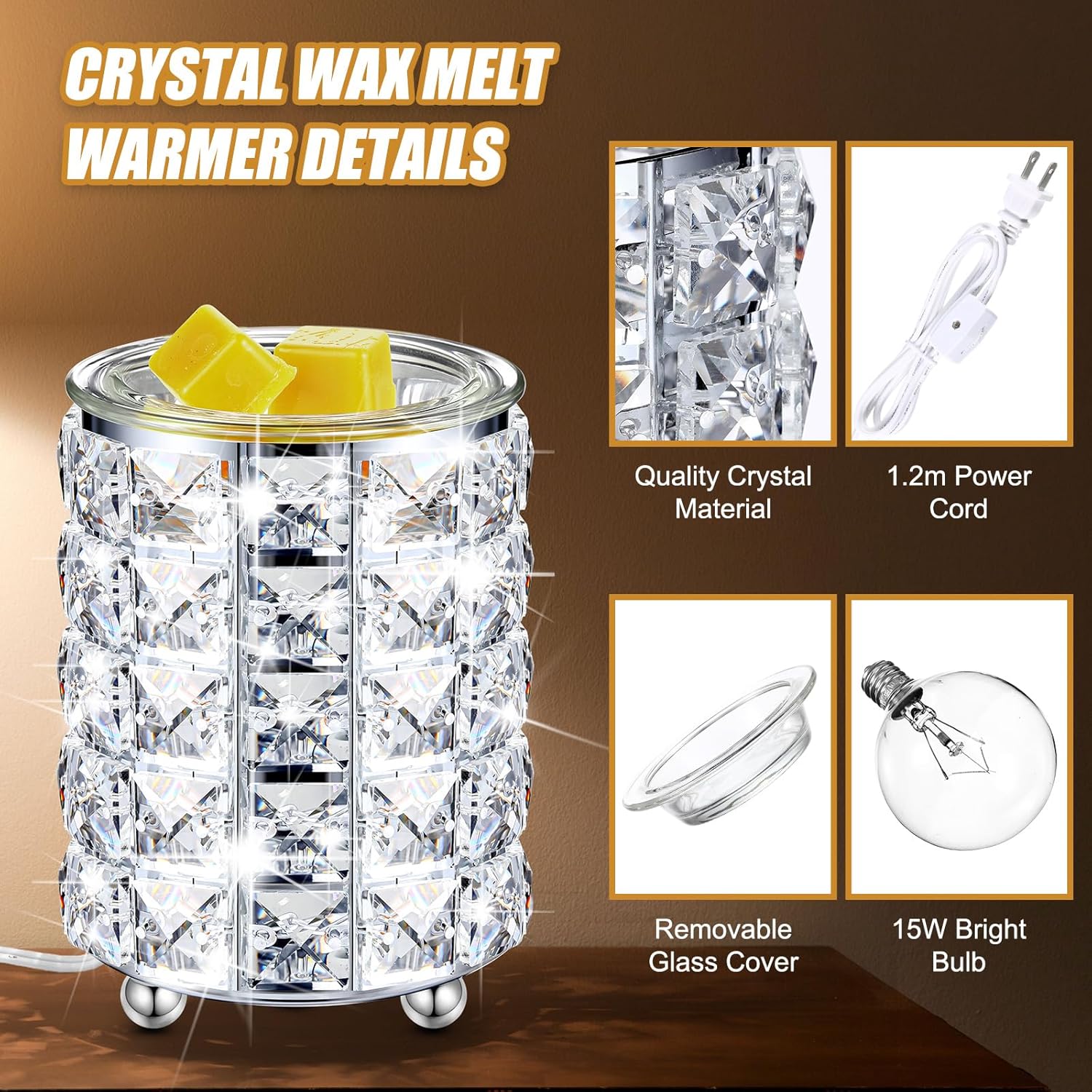 2 Pcs Crystal Wax Melt Warmer for Home Decor