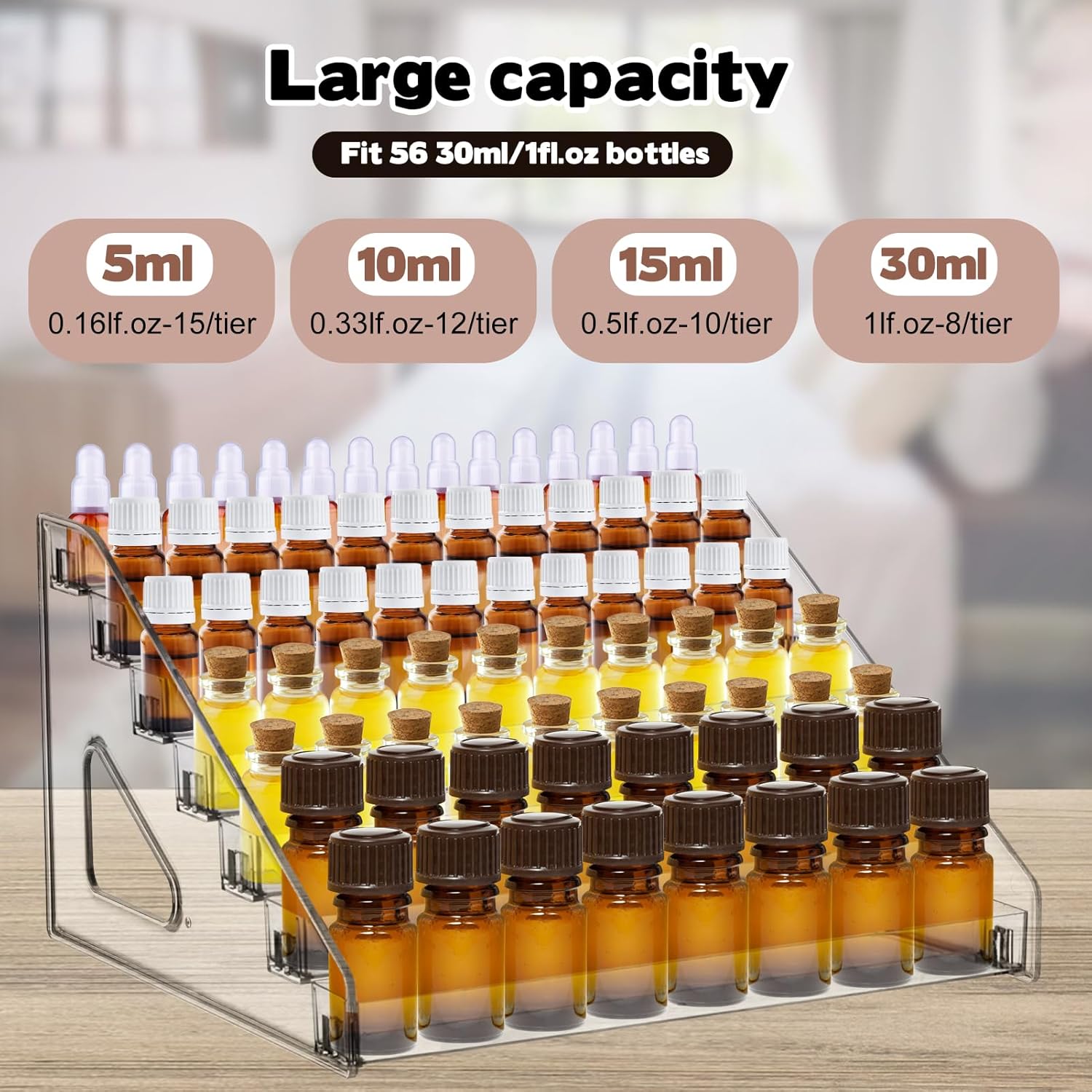 2 Pack 7 Tier Essential Oil Organizer Clear Holder Display Rack