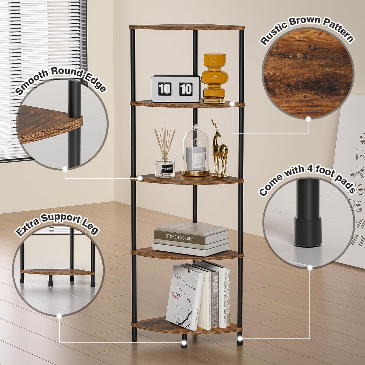 Greatseas 5 Tier Tall Corner Plant Stand Shelf