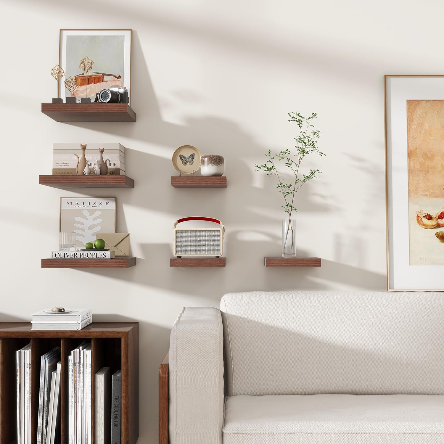 Venusmiles Square Floating Shelves 3 Pack Walnut