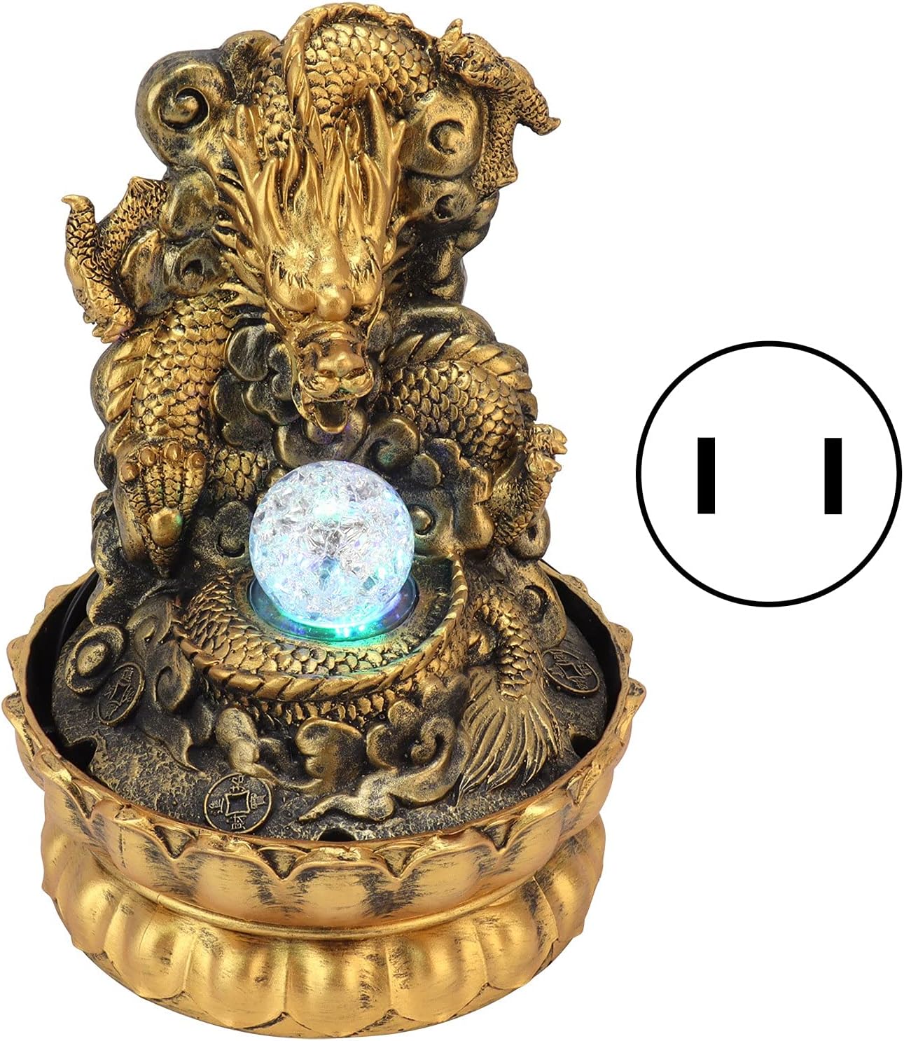 KIMISS Elegant Dragon Statue LED Desktop Water Fountain