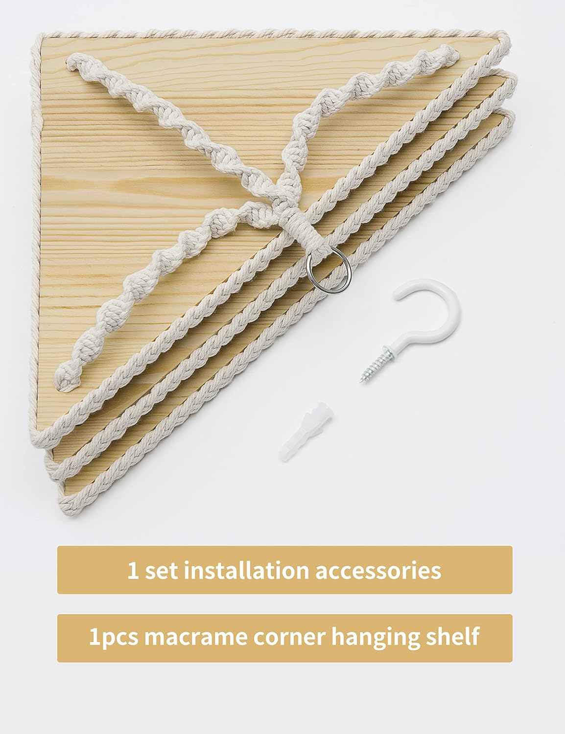 Mazjoaru 3 Tier Corner Shelves Boho Hanging Decor Organizer