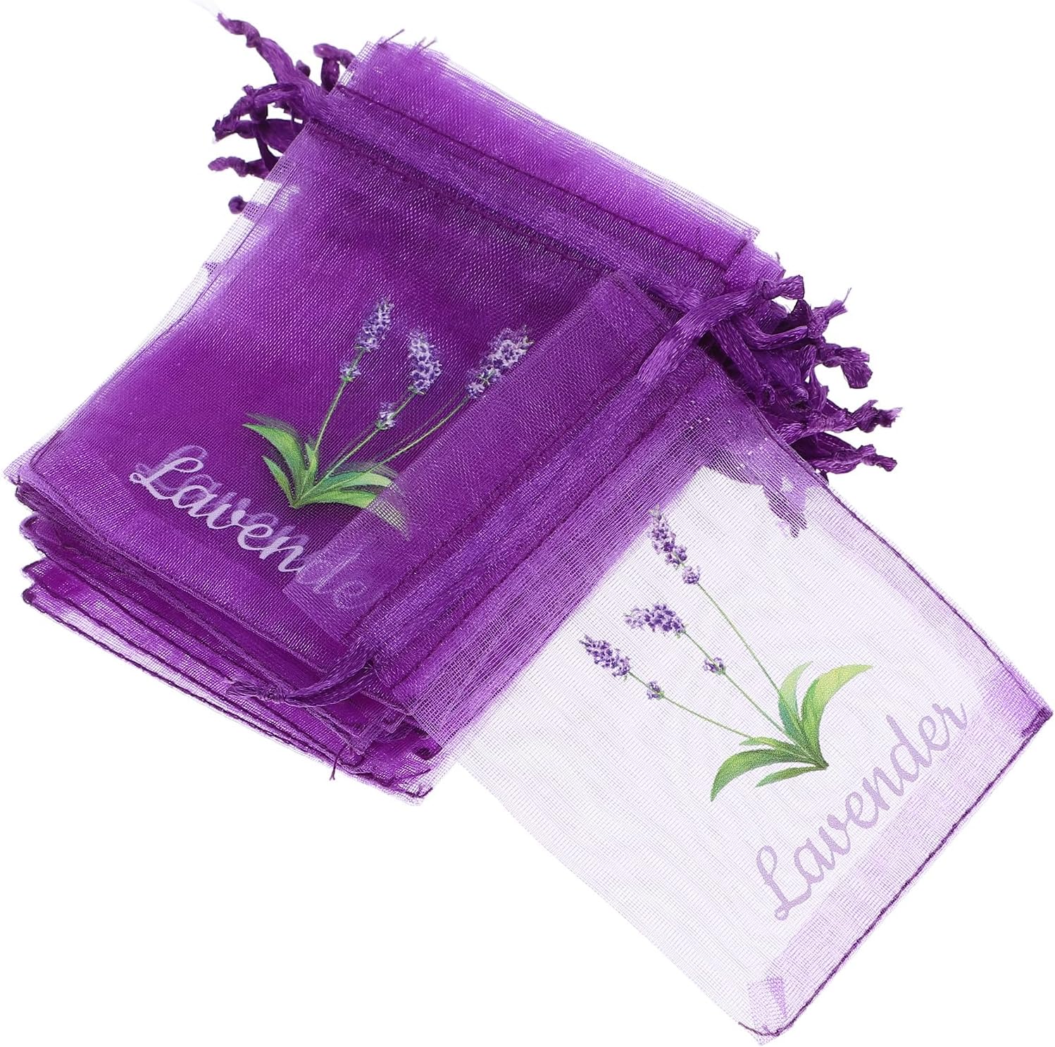 LOGOFUN 20PCS Lavender Drawstring Pouches for Home Fragrance