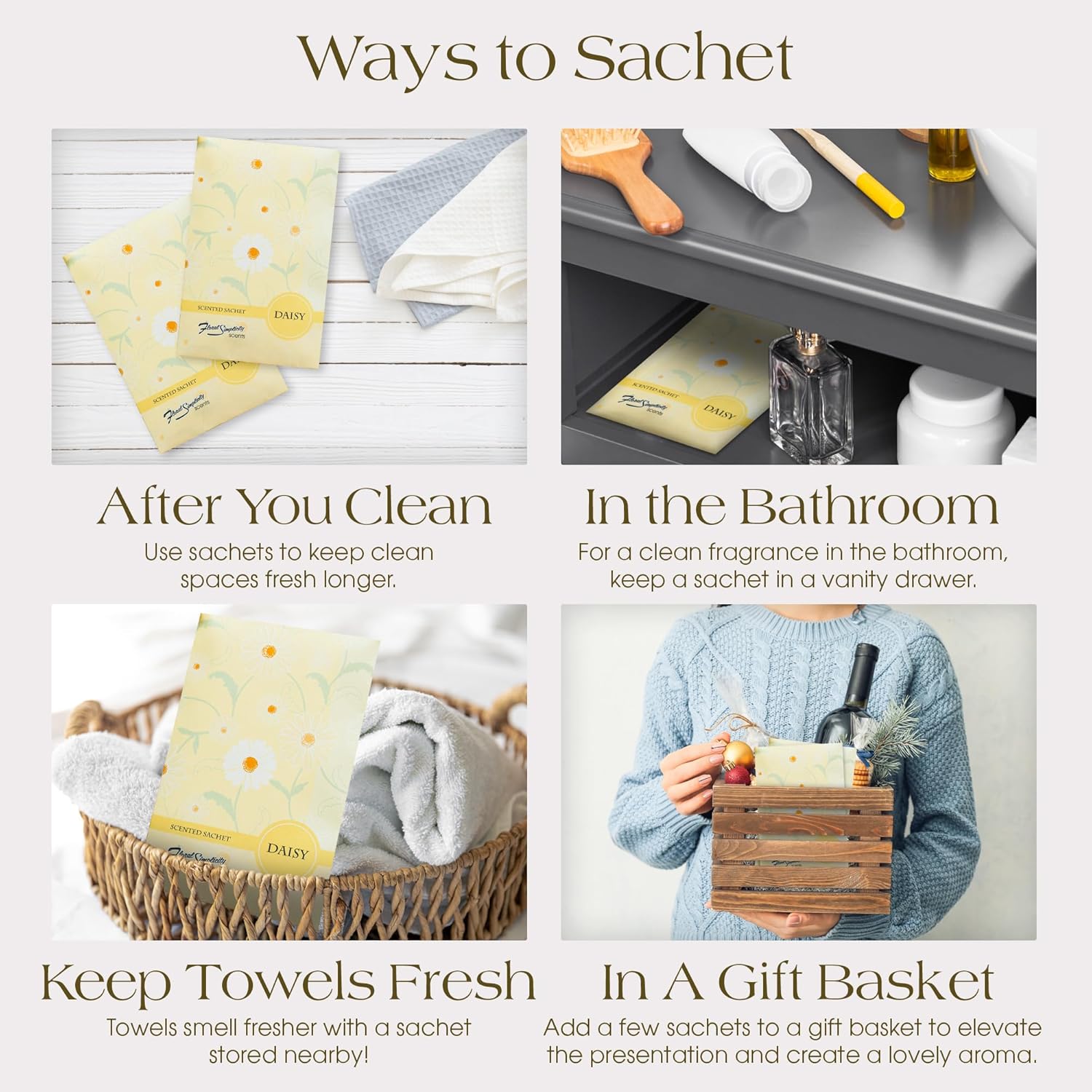 Floral Simplicity Daisy Scented Sachets Pack of 6