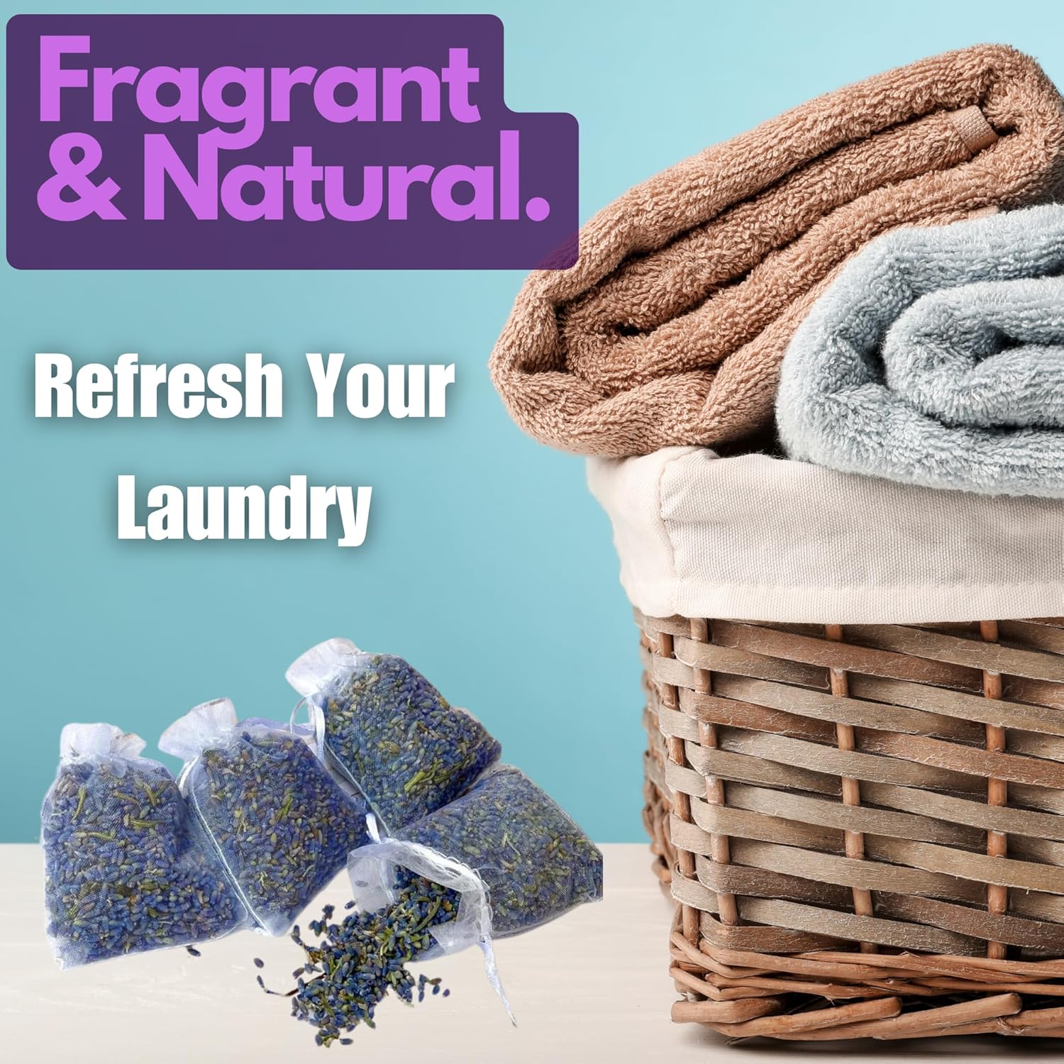 12 Organic Lavender Sachets for Home Freshness