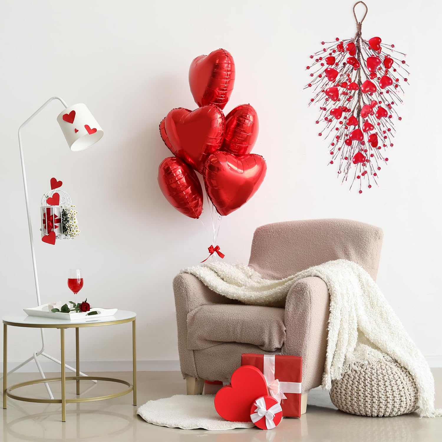 24 Heart Shaped Valentines Day Artificial Swag Wall Hanging