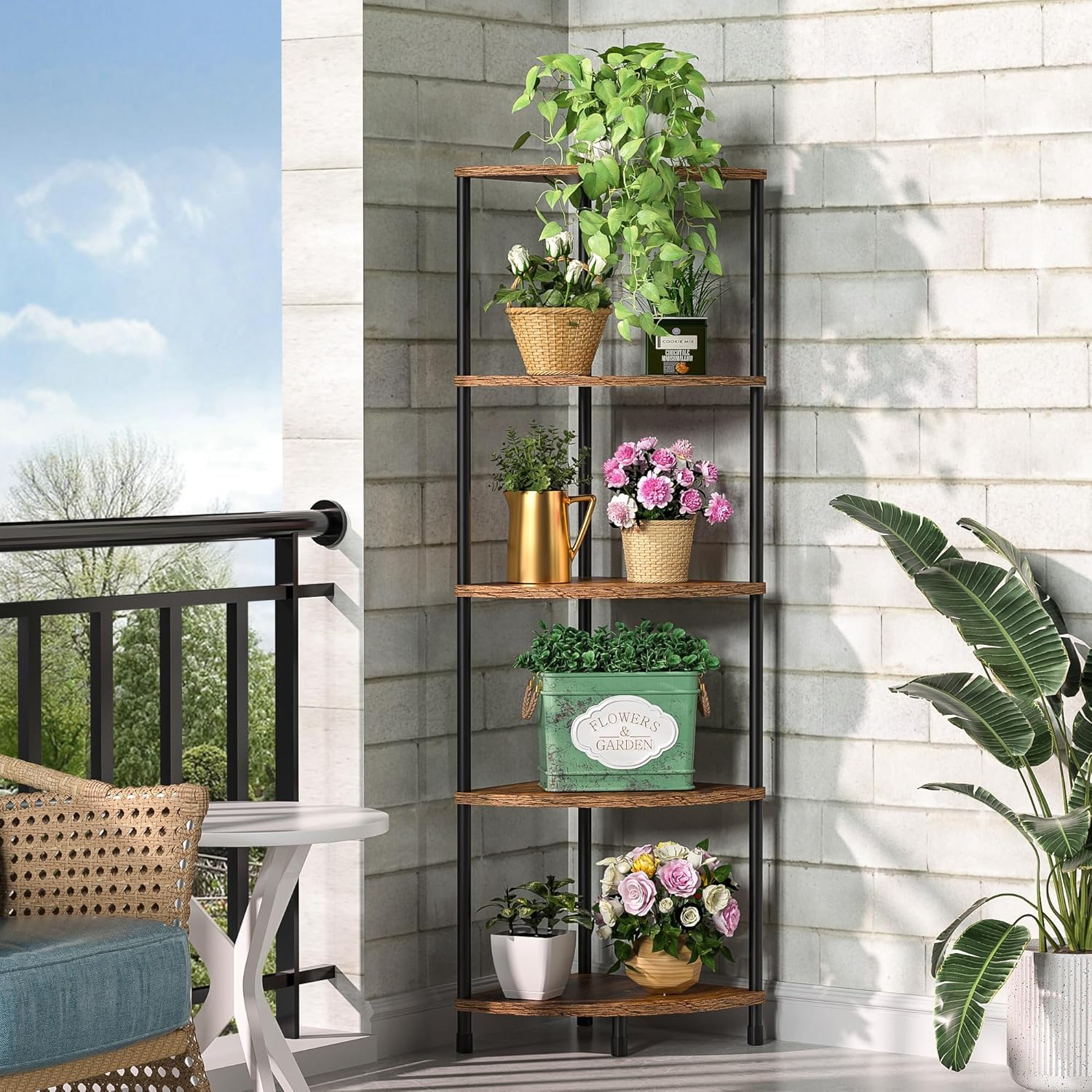 Greatseas 5 Tier Tall Corner Plant Stand Shelf