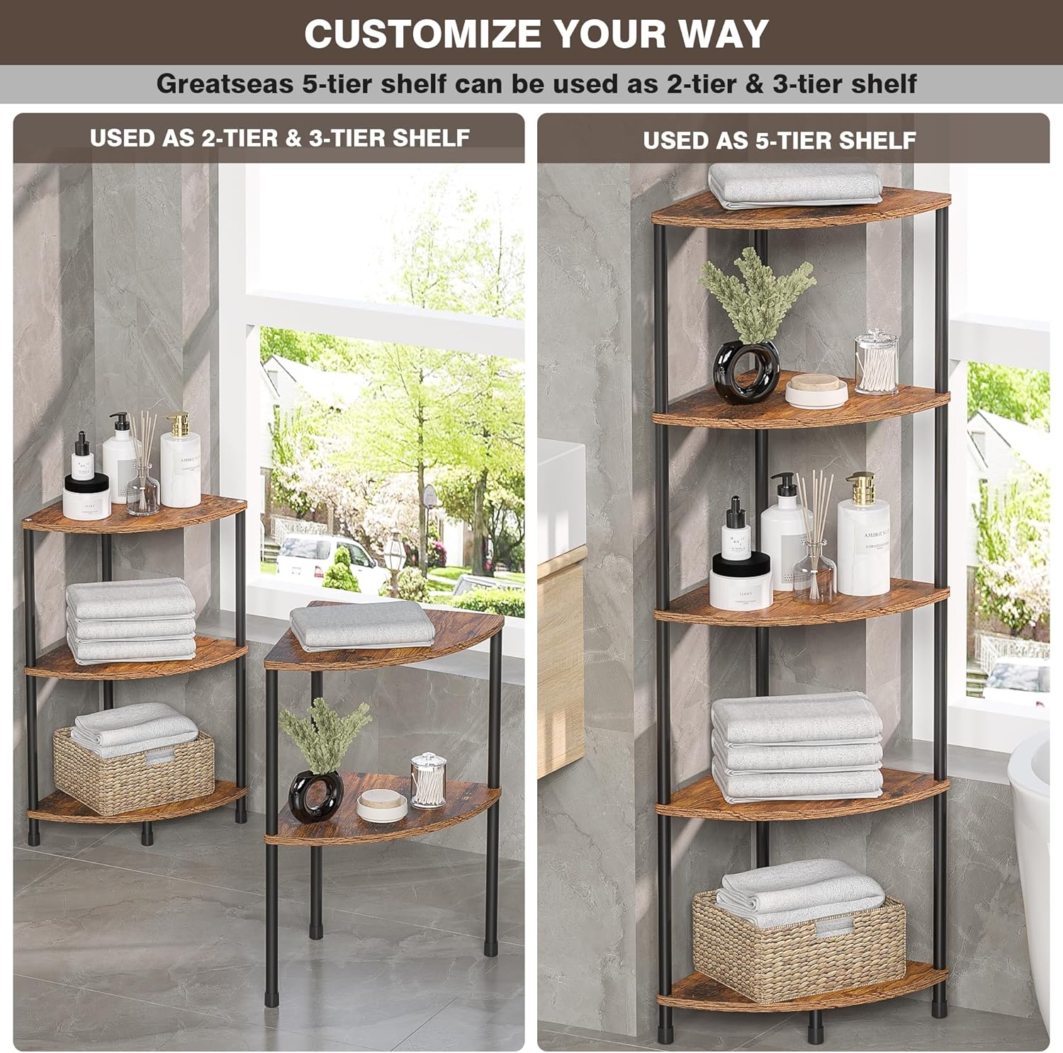 Greatseas 5 Tier Tall Corner Plant Stand Shelf